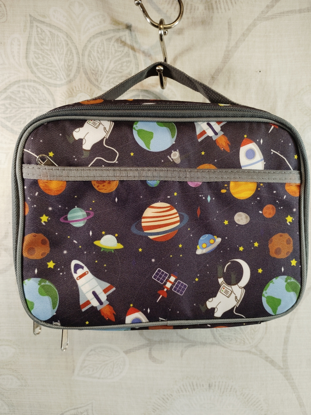 Space-Themed Kids Lunch Tote Bag - Navy with Colorful Planets
